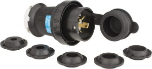 Hubbell Wiring Device-Kellems 250 VAC 30A NEMA L6-30P Industrial Twist Lock Plug 2 Poles, 3 Wires, 1 Phase, IP66, Self-Grounding, 0.36 to 0.93" Cord Diam, Black/White HBL2621SW - 73122822