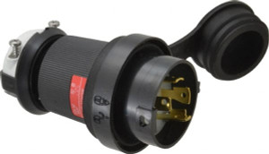 Hubbell Wiring Device-Kellems 480 VAC 30A NEMA L16-30P Industrial Twist Lock Plug 3 Poles, 4 Wires, 3 Phase, IP66, Self-Grounding, 0.35 to 1.15" Cord Diam, Black/White HBL2731SW - 73123069