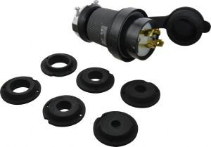 Hubbell Wiring Device-Kellems 600 VAC 30A NEMA L17-30P Industrial Twist Lock Plug 3 Poles, 4 Wires, 3 Phase, IP66, Self-Grounding, 0.35 to 1.15" Cord Diam, Black/White HBL2741SW - 73123143