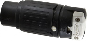 Hubbell Wiring Device-Kellems 250 VDC 600 VAC 50A NonNEMA Industrial Twist Lock Connector 3 Poles, 4 Wires, 1 Phase, IP20, Self-Grounding, 0.83 to 1.25" Cord Diam, Black/White HBL3764C - 67870626