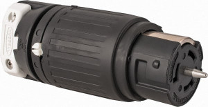 Hubbell Wiring Device-Kellems 125/250 VAC 50A NonNEMA Industrial Twist Lock Connector 3 Poles, 4 Wires, 1 Phase, IP20, Self-Grounding, 0.83 to 1.25" Cord Diam, Black/White CS6364C - 04425666