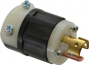 Leviton 125/250 VAC 10 & 15A NonNEMA Industrial Twist Lock Plug 3 Poles, 3 Wires, 1 Phase, Ungrounded, 0.245 to 0.7" Cord Diam, Black/White 7567-C - 74423658