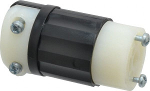 Leviton 125 VAC 15A NEMA ML-2R Industrial Twist Lock Connector 2 Poles, 3 Wires, 1 Phase, Self-Grounding, 0.218 to 0.43" Cord Diam, Black/White ML2-C - 74339219