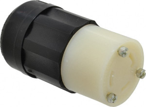 Leviton 125 VAC 30A NEMA L5-30R Industrial Twist Lock Connector 2 Poles, 3 Wires, 1 Phase, Self-Grounding, 0.385 to 0.86" Cord Diam, Black/White 2613 - 74364605