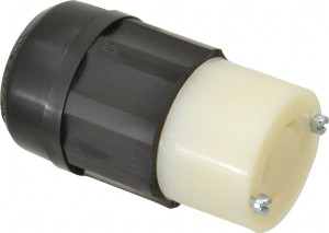 Leviton 125/250 VAC 30A NEMA L14-30R Industrial Twist Lock Connector 3 Poles, 4 Wires, 1 Phase, Self-Grounding, 0.595 to 1.15" Cord Diam, Black/White 2713 - 74364621