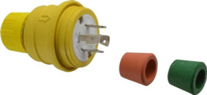 Value Collection 480 VAC 20A NEMA L16-20 Industrial Twist Lock Plug 3 Poles, 4 Wires, 3 Phase, IP67, Self-Grounding, Yellow 26W76 - 73203358
