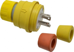 Value Collection 480V 30A NEMA L16-30 Industrial Twist Lock Plug 3 Poles, 4 Wires, IP67, Ungrounded, Yellow 28W76 - 73203382