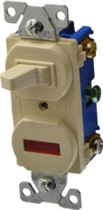 Cooper Wiring Devices 2 Pole, 120 VAC, 15 Amp, Flush Mounted, Combination Switch with Pilot Light 7-50 Configuration, 1 Switch, Back Side Wiring, cULus Listed, RoHS Compliant Standard 277V-BOX - 60539624