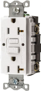 Hubbell Wiring Device-Kellems 1 Phase, 5-20R NEMA, 125 VAC, 20 Amp, GFCI Receptacle 2 Pole, Back and Side Wiring, Commercial Grade GFRST20W - 30306187