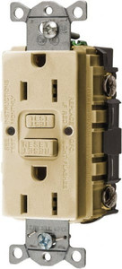 Hubbell Wiring Device-Kellems 1 Phase, 5-15R NEMA, 125 VAC, 15 Amp, GFCI Receptacle 2 Pole, Back and Side Wiring, Commercial Grade GFRST15I - 35736586
