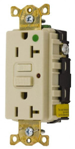 Hubbell Wiring Device-Kellems 1 Phase, 5-20R NEMA, 125 VAC, 20 Amp, Self Grounding, GFCI Receptacle 2 Pole, Back and Side Wiring, Hospital Grade GFR8300HIL - 93791051