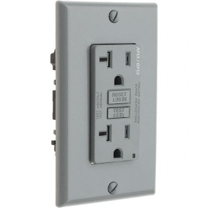 Leviton GFCI Receptacles, Grade: Commercial, Color: Gray, NEMA Configuration: 5-20R, Amperage: 20, Reset Type: Manual, Voltage: 125 VAC AGTR2-GY - 32533697