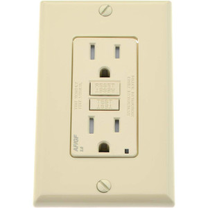 Leviton GFCI Receptacles, Grade: Commercial, Color: Ivory, NEMA Configuration: 5-15R, Amperage: 15, Reset Type: Manual, Voltage: 125 VAC AGTR1-I - 32533614