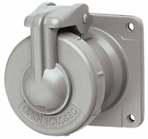 Hubbell Killark 1 Phase, 250 VDC, 600 VAC, 60 Amp, 1-1/4 Inch Hub, 4 Pin Configuration, Self Grounding Pin and Sleeve Receptacle 4 Poles, Yellow VR641 - 72637606