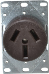 Cooper Wiring Devices 125/250 VAC 50A NEMA 10-50R Specification Grade Brown Straight Blade Single Receptacle 1 Phase, 3 Pole, 3 Wire, Ungrounded, Flush Mount, Corrosion Resistant 32B-BOX - 60512647