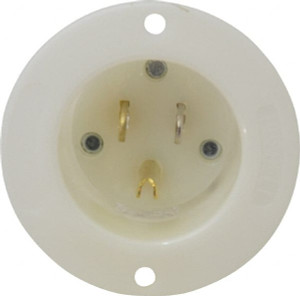Hubbell Wiring Device-Kellems 125 VAC 15A NEMA 5-15P Industrial Grade White Straight Blade Single Receptacle 1 Phase, 2 Pole, 3 Wire, Self-Grounding, Flush Mount HBL5278C - 54030978