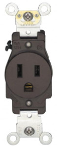 Hubbell Wiring Device-Kellems 125 VAC 15A NEMA 5-15R Specification Grade Ivory Straight Blade Single Receptacle 1 Phase, 2 Pole, 3 Wire, Self-Grounding, Flush Mount, Corrosion, Heat & Impact Resistant HBL5261I - 54033774
