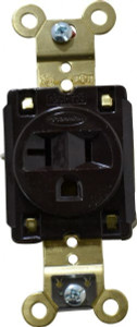 Hubbell Wiring Device-Kellems 125 VAC 20A NEMA 5-20R Specification Grade Brown Straight Blade Single Receptacle 1 Phase, 2 Pole, 3 Wire, Self-Grounding, Flush Mount, Corrosion, Heat & Impact Resistant HBL5361 - 54033857