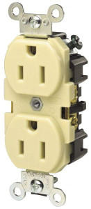 Hubbell Wiring Device-Kellems 250 VAC 15A NEMA 6-15R Specification Grade Brown Straight Blade Duplex Receptacle 1 Phase, 2 Pole, 3 Wire, Self-Grounding, Flush Mount HBL5662 - 54033964