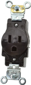 Leviton 125 VAC 15A NEMA 5-15R Industrial Grade Brown Straight Blade Single Receptacle 1 Phase, 2 Pole, 3 Wire, Self-Grounding, Flush Mount, Impact Resistant 5261 - 81848228