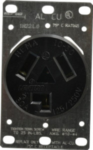 Leviton 125/250 VAC 30A NEMA 10-30R Industrial Grade Black Straight Blade Single Receptacle 1 Phase, 3 Pole, 3 Wire, Ungrounded, Flush Mount, Corrosion Resistant 5207-S10 - 74366410