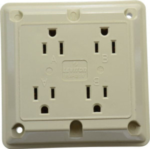 Leviton 125 VAC 15A NEMA 5-15R Specification Grade Ivory Straight Blade Fourplex Receptacle 1 Phase, 2 Pole, 3 Wire, Self-Grounding, Flush Mount, Chemical, Corrosion & Impact Resistant 1254-I - 74364399