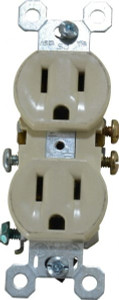 Legrand Pass & Seymour 125 VAC 15A NEMA 5-15R Residential Grade Ivory Straight Blade Duplex Receptacle 1 Phase, 2 Pole, 3 Wire, Self-Grounding, Flush Mount 3232I - 48670442