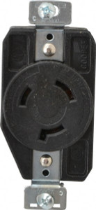 Cooper Wiring Devices 480 VAC, 20 Amp, L8-20R NEMA, Self Grounding Receptacle 2 Poles, 3 Wire, Female End, Black CWL820R - 09633892
