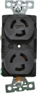 Cooper Wiring Devices 125 VAC, 15 Amp, L5-15R NEMA, Receptacle 2 Poles, 3 Wire, Female End, Black WD4700 - 78009107