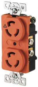 Cooper Wiring Devices 125 VAC, 15 Amp, L5-15R NEMA, Isolated Ground Receptacle 2 Poles, 3 Wire, Female End, Orange IG4700 - 48785323