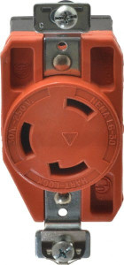 Cooper Wiring Devices 250 VAC, 30 Amp, L6-30R NEMA, Isolated Ground Receptacle 2 Poles, 3 Wire, Female End, Orange IGL630R - 48785315