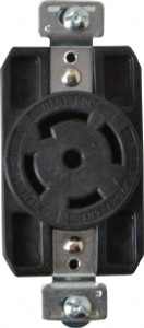 Cooper Wiring Devices 120/208 VAC, 30 Amp, L21-30R NEMA, Self Grounding Receptacle 4 Poles, 5 Wire, Female End, Black CWL2130R - 09633819