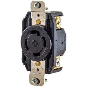 Hubbell Wiring Device-Kellems Twist Lock Receptacles, Receptacle/Part Type: Receptacle, Gender: Female, NEMA Configuration: L15-30R, Color: Black, Flange Style: No Flange, Amperage: 30 L1530R - 96203369