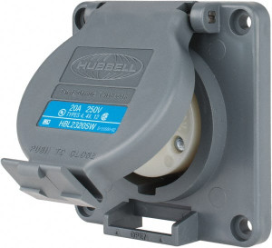 Hubbell Wiring Device-Kellems 250 VAC, 20 Amp, L6-20R NEMA, Self Grounding Receptacle 2 Poles, 3 Wire, Female End, Gray HBL2320SW - 73122244