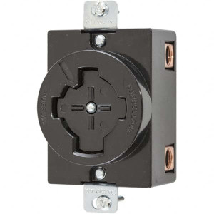 Hubbell Wiring Device-Kellems Twist Lock Receptacles, Receptacle/Part Type: Receptacle, Gender: Female, NEMA Configuration: NonNEMA, Color: Black, Flange Style: No Flange, Voltage: 600 VAC/250V DC HBL20403 - 96203641