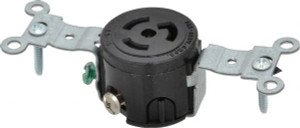 Leviton 125 VAC, 15 Amp, L5-15R NEMA, Self Grounding Receptacle 2 Poles, 3 Wire, Female End, Black 4710 - 74366295
