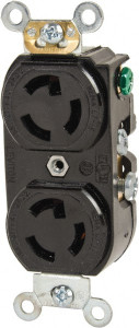 Leviton 277 VAC, 15 Amp, L7-15R NEMA, Self Grounding Receptacle 2 Poles, 3 Wire, Female End, Black 4750 - 74366303