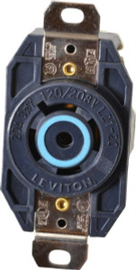 Leviton 120/208 VAC, 20 Amp, L21-20R NEMA, Self Grounding Receptacle 4 Poles, 5 Wire, Female End, Black 2510 - 74364894