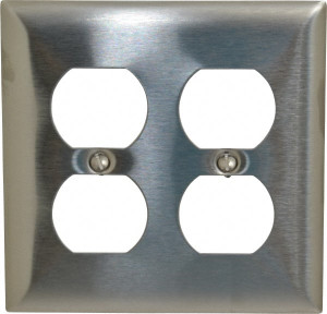 Hubbell Wiring Device-Kellems 2 Gang, 4-1/2 Inch Long x 4.6 Inch Wide, Standard Outlet Wall Plate Duplex Outlet, Metallic, Stainless Steel SS82 - 54036025