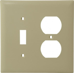 Legrand Pass & Seymour 2 Gang, 4-1/2 Inch Long x 4-3/4 Inch Wide, Standard Combination Wall Plate One Toggle Switch/One Duplex Outlet, Ivory, Nylon TP18I - 01189786