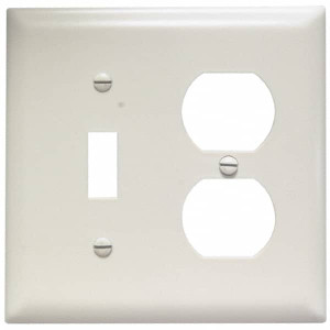 Legrand Pass & Seymour 2 Gang, 4-1/2 Inch Long x 4-3/4 Inch Wide, Standard Combination Wall Plate One Toggle Switch/One Duplex Outlet, Light Almond, Nylon TP18LA - 01189794