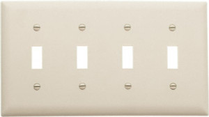 Legrand Pass & Seymour 4 Gang, 4-1/2 Inch Long x 8-3/8 Inch Wide, Standard Switch Plate Toggle Switch, Ivory, Nylon TP4I - 01189281