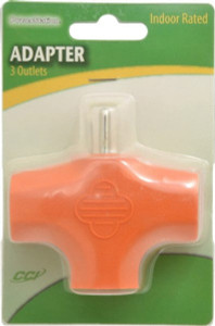 Southwire 3 Outlets, 125 VAC, 15 Amp, Orange, Triple Tap Plug In Adapter 5-15P, 5-15R NEMA Configuration, UL Listed 99069703 - 83999524