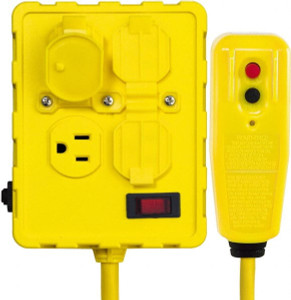 Tower Manufacturing 4 Outlets, 125 Volt, 15 Amp, Yellow, Quad Outlet Box 5-15P, 5-15R NEMA Configuration, 6 Ft. Long, cUL Listed, OSHA, UL File E174279 30434052 - 36029205