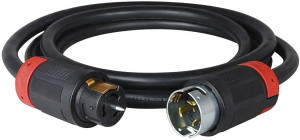 Cooper Wiring Devices 50 ft., 6/4 Gauge/Conductors, Black Industrial Extension Cord 1 Receptacle, 50 Amps, 125/250 VAC, UL SOOW, NEMA 14-30R PC50A - 78008596