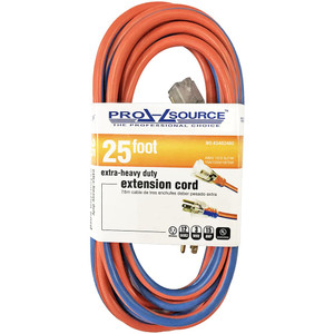 PRO-SOURCE 25 ft., 12/3 Gauge/Conductors, Orange/Blue Outdoor Extension Cord 1 Receptacle, 15 Amps, UL SJTW, NEMA 5-15P PS-AZB0110 - 43402460