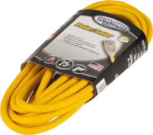 Southwire 25 ft., 14/3 Gauge/Conductors, Yellow Outdoor Extension Cord 1 Receptacle, 15 Amps, 125 VAC, UL SJEOOW, NEMA 5-15P, 5-15R 1487SW0002 - 54094230