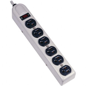 Hubbell Wiring Device-Kellems Power Outlet Strips, Amperage: 15, Voltage: 125 V, Number of Outlets: 6, Material: Metal, Mounting Type: Direct Plug-in, Strip Length (Decimal Inch): 12-1/4 HBL6MPS - 19924950