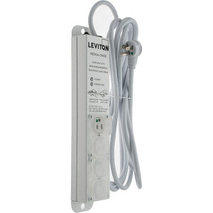Leviton 4 Outlets, 125 VAC15 Amps, 15 ft. Cord, Surge Power Outlet Strip Wall/Surface Mount, 5-20 NEMA Configuration, 1 ft. Strip, UL 60601-1 5304M-1S5 - 60953460