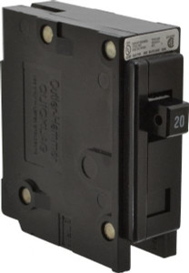 Eaton Cutler-Hammer 20 Amp, 120/240 VAC, 24 VDC, 48 VDC, 80 VDC, 1 Pole, Plug In Miniature Circuit Breaker Thermal Magnetic Trip, 14-4 AWG, 2-3/8 Inch Deep x 2-15/16 Inch High x 1 Inch Wide HQP1020 - 04882197